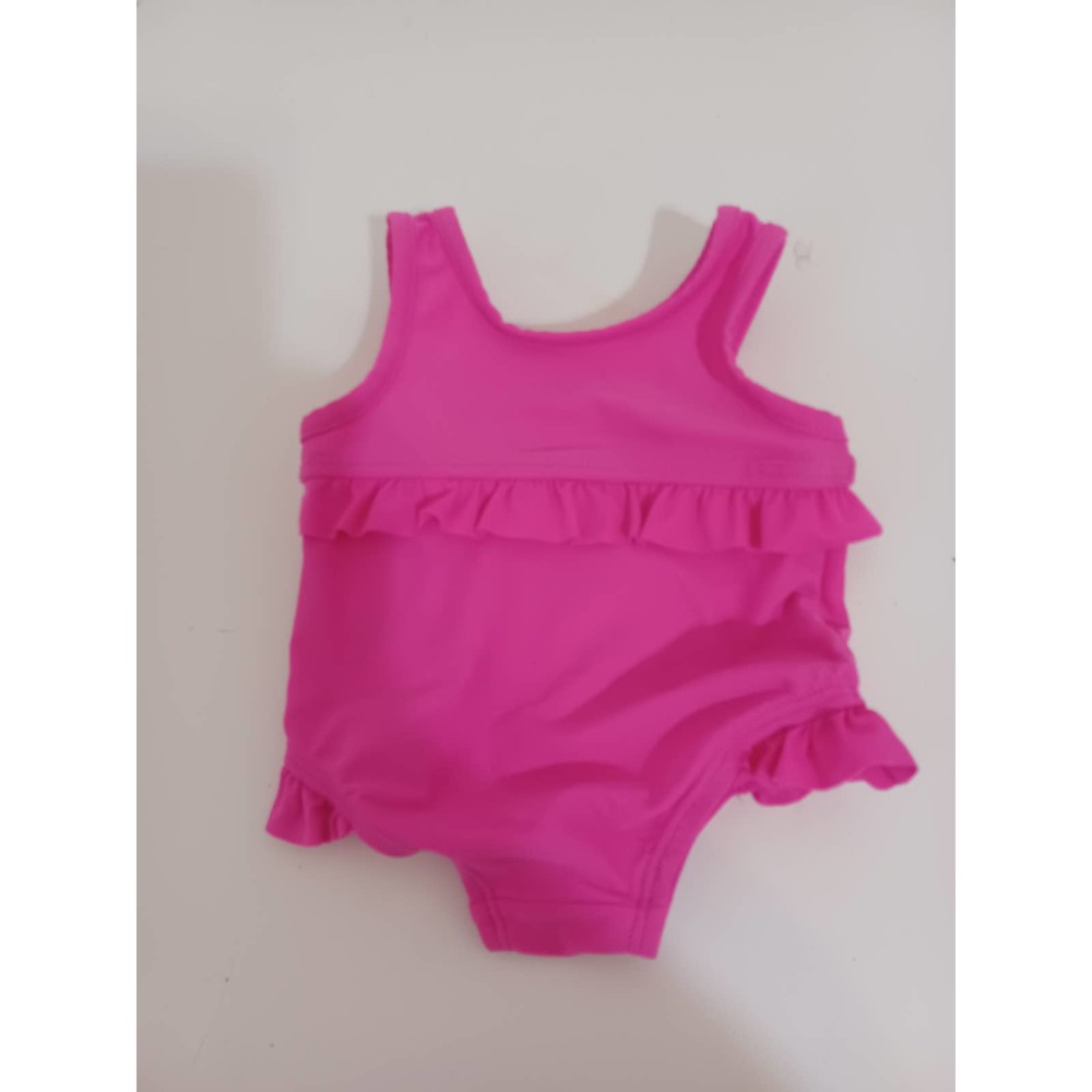 Girls bathing suit size 3 to 6 months pink gently used Ruffles and bows